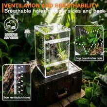 Jumping Spider Enclosure Small Acrylic Spider Terrarium Tarantula Spider Box Magnetic Front And Top Opening Bug Habitat For Jumping Spiders Tarantulas Praying Mantis Snails - Without Kit - View 5