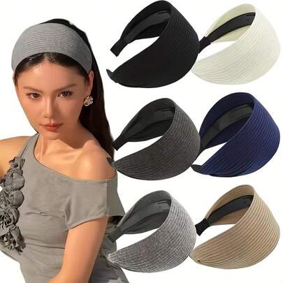 1 chiếc băng đô thể thao - Băng đô co giãn bằng sợi tổng hợp dành cho nữ, khăn trùm đầu thể thao chống trượt, có các màu đen, xanh navy và be, nhẹ và thoải mái, phù hợp với nhiều phong cách sống.