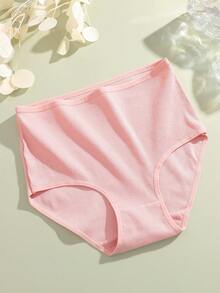 FINETOO 4pcs Cotton High Waist Seamless Solid Color Briefs, Plus Size Women Underwear - Multicolor - View 7