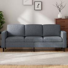 Modern Linen L-Shaped Sectional Sofa 3-Seater With Storage Footstool For Living Room - Dark Grey - View 7