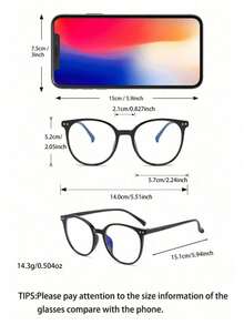 1pc Women's Simple Design Round Frame Decorative Glasses, Suitable For Daily Commute Wear - Multicolor - View 5