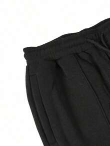 Men's Casual Solid Color Drawstring Waist Sports Pants, All Season, Fall - 黑色 - 查看 7