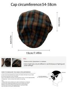 复古英伦格子报童帽,女士新款秋冬大帽檐贝雷帽,百搭 - 彩色 - 查看 3