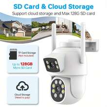 Camera PTZ 5G WiFi 4MP (2MP+2MP) Ultra HD, Camera ngoài trời chống nước IP65 với ống kính kép, Camera gia đình màn hình kép với âm thanh hai chiều, Camera IP tự động theo dõi, Phát hiện chuyển động, Báo động qua ứng dụng di động, Giám sát video CCTV - Nhiều màu - Xem 8