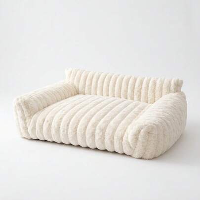 Aafan Affan Luxury Dog & Cat Sofa Bed 86x61x25cm Ultra Soft Plush Thick Cushioned Raised Sides Indoor Use Comfortable Pet Bed Small Medium Dogs Cats Sofa Style Pet Couch Bed
