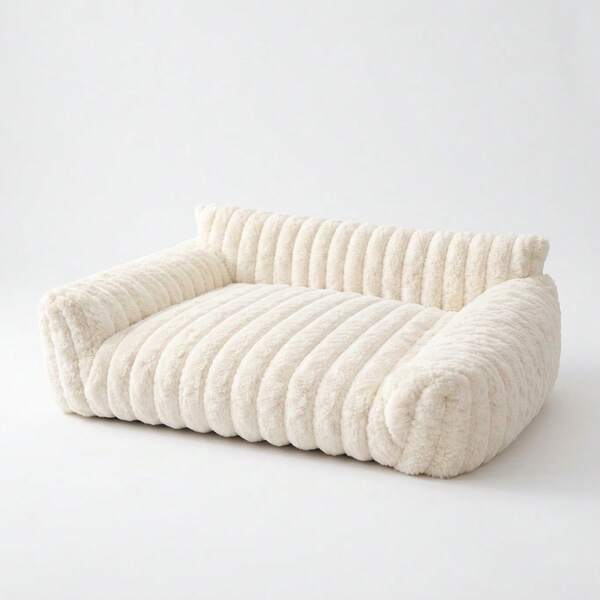Aafan Affan Luxury Dog & Cat Sofa Bed 86x61x25cm Ultra Soft Plush Thick Cushioned Raised Sides Indoor Use Comfortable Pet Bed Small Medium Dogs Cats Sofa Style Pet Couch Bed