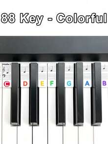 1 Set Reusable Silicone Piano Note Guide, Easy To Install And Remove Piano Keyboard Note Labels For 61/88 Full Size Keys, No Stickers Needed, Sound Insulation, Kalimba Thumb, Tuning Fork - Multicolor - View 14