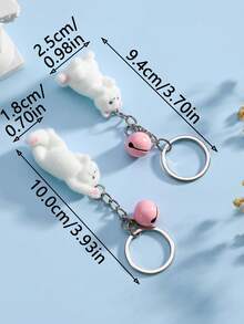 Cute Cartoon Flocked Lifelike 3D Mischievous Cat Ornament Keychain, Bell Keychain, Adorable Cartoon Animal Couple Pendant For Bag/Phone/Key, Party Car Accessories Bag Charm Backpack For School Animal Goth Y2k Christmas Gift Ideas Bag Accessories Lanyards With Id Holder Car Accessories Bag Charms Gifts For Mother, Father, Graduation, And Teacher - Multicolor - View 5