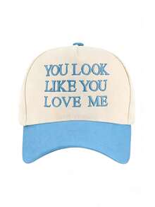 Mũ lưỡi trai phong cách đường phố dành cho nam giới, thêu dòng chữ "YOU LOOK LIKE YOU LOVE ME" - A - Xem 11