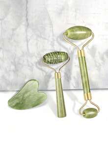 Bộ 1/2/3 con lăn ngọc và dụng cụ Gua Sha, máy massage mặt và cổ bằng ngọc - Quà tặng Ngày của Mẹ - Dụng cụ chăm sóc da mặt SPA, con lăn massage mặt - Nhiều màu - Xem 2