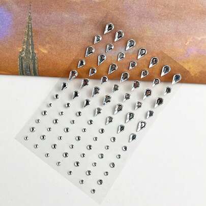 Đá đính mặt hình giọt nước và hình tròn màu bạc - Đá đính mặt tự dính, hình ngôi sao lấp lánh, đá kẻ mắt hình giọt nước, đá trang trí trang điểm mắt, đá trang trí biểu diễn, đá đính mặt, đá acrylic tự dính, hình dán trang trí mặt, đá đính mặt tự làm, đá trang trí trang điểm dưới mắt, hình dán trang điểm, hình dán pha lê ngọc trai giả, thích hợp cho trang điểm, lễ hội âm nhạc, tiệc tùng và cosplay.