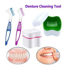 Dental Prosthesis Fixation Cleaning Set, Fixation Cleaner Box, Toothbrush, Double-Sided Toothbrush, Multi-Layer Bristles, Denture Cleaning, European Dental Prosthesis Cleaning Box, Dental Prosthesis Box With Invisible Fixation, Dental Prosthesis Cleaning Box With Double Layer And Filter, Denture Box, Travel Set. Back To School, Mother's Day, Father's Day Gift Ideas. - Multicolor - View 3