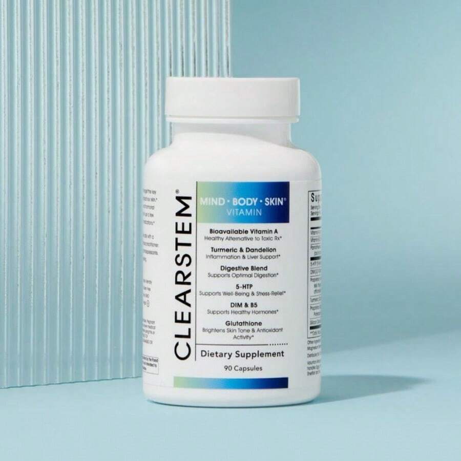 Miriyalyad CLEARSTEM MINDBODYSKIN Hormonal Acne Supplement - US Formulated Dietary Vitamin With Bioavailable Vitamin A & 90 Capsules