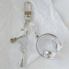 1款男女通用INS风音乐耳机盒挂饰，创意迷你麦克风吉他音符钥匙扣，独特手机挂绳，包包挂饰，汽车钥匙链，音乐节音乐爱好者礼物，汽车配件，包包挂件，背包挂件，可爱复古风配饰，适合学生 - 多色 - 查看 11