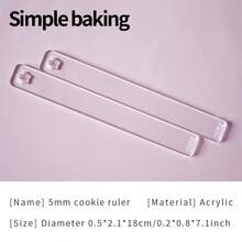 1 对 18 厘米亚克力饼干厚度规,5 种厚度选择(2 毫米、3 毫米、4 毫米、5 毫米、6 毫米),可用于糖霜、黄油饼干底、翻糖厚度测量,也可作为饼干分层器使用。 - 查看 16