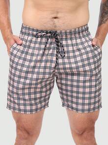 Men's Basic Blue Foliage Shorts In Tactel Fabric With Pockets And Drawstring - Ideal For Beach, Training, And Running. - Chess - View 1