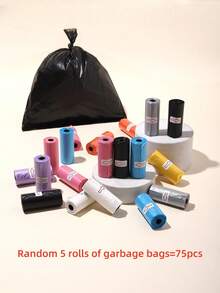 75pcs/5rolls Disposable Trash Bags, Convenient To Carry, Solid Color Diaper Changing Bags, Car Garbage Bags, Suitable For Stroller, Living Room, Bathroom, Nursery Cleaning, Random Color - Multicolor - View 10