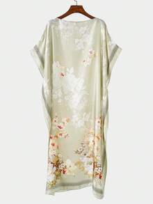 1 Áo choàng dài kaftan in hoa giả lụa cổ điển thanh lịch dành cho nữ, khăn choàng chống nắng đi biển thường ngày, kimono, mùa hè cho trang phục - Nhiều màu - Xem 6