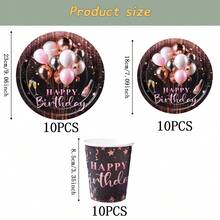 Birthday Party Disposable Tableware Set, 7/9 Inch Party Plates, Disposable Paper Plates, Cups, Napkins, Suitable For Holidays, Weddings, Engagements, Birthdays, Parties, Celebrations - Multicolor - View 11