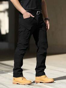 Men's Tactical Pants With Multiple Pockets, Multi-Pocket Design For Hiking & Outdoor Adventures, Camping Gear - 黑色 - 查看 6