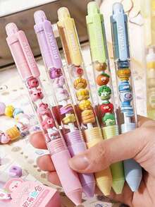 2pcs Cute Retractable Ballpoint Pens, 0.5mm Tip, Student DIY Stationery, Smudge-Proof, Smooth Writing, Comfortable Grip, Suitable For Exams, Office, Signatures, Male/Female Students, School, Stationery, Learning Supplies (Black Ink Non-Erasable, Blue Ink Erasable), Essential For Back To School Season - 彩色 - 查看 1