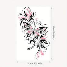 Chic Black And Pink Butterfly Temporary Tattoo Stickers - Large Realistic Design With Intricate Patterns, Lasts 1-3 Days, Great For Fashion Body Art, Stylish Accessories | Artistic Tattoos | Realistic Fake Tattoos, Tattoo Supplies,Sketch Style - Multicolor - View 5