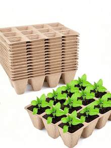 3/5/10pcs Paper Pulp Seedling Cups, Nutritious Tray, One-Time Use Paper Pulp Vegetable Seedling Tray, Plant Nursery Pot, Seedling Starter Pot Tray - A - View 9