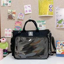 1个日式女学生大容量背包，多口袋隔层，可调节抽绳侧袋，透明DIY窗口装饰，适合装书、笔记本电脑、旅行，可用作背包、单肩包、斜挎包、手提包、痛包，是日常通勤、购物、旅行、展示动漫周边产品的理想之选。 - 彩色 - 查看 13