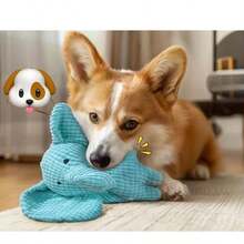 毛绒宠物狗玩偶，会说话的毛绒动物大象狗猫玩偶，解压玩偶 - 藍色 - 查看 3