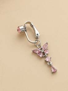 假肚脐环 - 无痛夹式非穿孔肚脐环，带硅胶垫，蝴蝶雪花低过敏性饰品，女士金银粉 - 彩色 - 查看 7