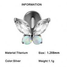 1PC Khuyên tai hình bướm G23 bằng titan, khuyên môi có ren trong, khuyên tai sụn tai, khuyên tai sụn vành tai, khuyên tai phẳng, khuyên tai đá opal và đá cubic zirconia, khuyên tai hình bầu dục, khuyên tai Monroe, khuyên tai vành tai, khuyên tai sáng bóng dành cho nữ - 1 khuyên môi hình bướm bằng titan - Xem 17