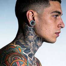 2 chiếc khuyên tai dạng ống hình sừng bằng thép không gỉ hai màu phát sáng trong bóng tối, trang sức xỏ khuyên cơ thể không gây dị ứng, trang sức thiết kế phong cách Cyberpunk. - tròn - Xem 9