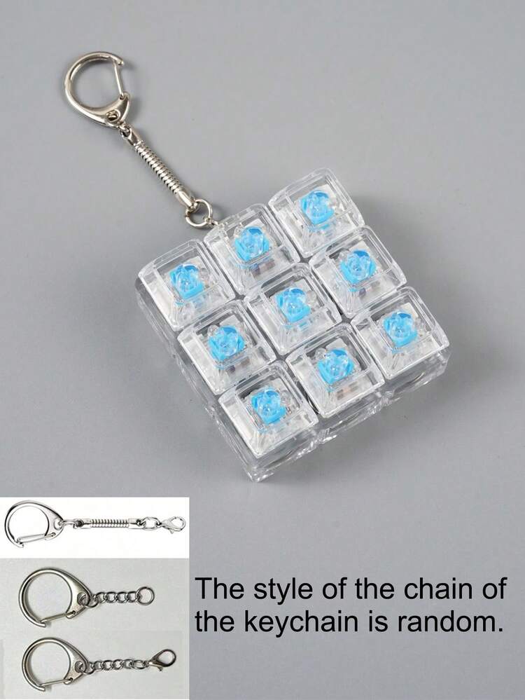 Abaodam Llavero Antiestres Teclado 4 Botones Transparente PC Luz Colgante para Mochila y Bolso Juguete Descompresión para Niños y Adultos
