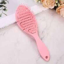 Peine de masaje de alta calidad, diseño calado, adecuado para mujeres, uso en seco y húmedo, peine de estilo curvo esponjoso - Rosa - 1 - Ver 3