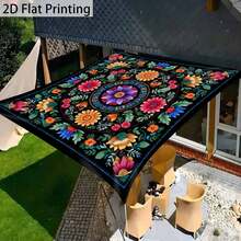 1 Piece Mandala Canopy Sunshade Tent, Suitable For Beach Camping, Lightweight And Portable Outdoor Floral Sunshade, Suitable For Garden Picnics, Backyard Parties (Excluding Stand), 2D Flat Model (Excluding Ropes) - 1PC - 查看 2