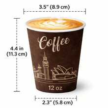 Paquete de 50 Vasos CON TAPA Para Café o Bebidas Calientes o Frias  (12oz,355ml)  (MCC12) - Ver 1