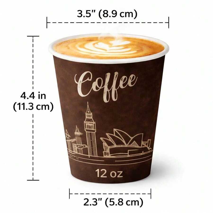 Paquete de 50 Vasos CON TAPA Para Café o Bebidas Calientes o Frias (12oz,355ml) (MCC12) - Ver 1