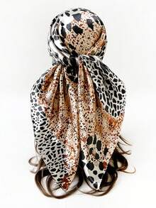 1pc Women's Fashion Leopard Print 90cm Square Scarf, Versatile Bandana Headwrap, Suitable For All Seasons - 03-light Camel - View 1
