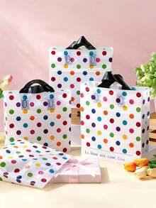 10/20pcs Colorful Polka Dot Gift Bags, Made Of Durable Plastic, Suitable For Fashion Gifts, Shopping And Party Favors. These Portable Gift Bags Are Perfect For Holidays, Celebrations And Daily Use, Great For Holiday Party Giveaways - Polka Dots - View 2