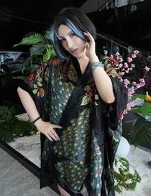 WeHello-Burnout Velvet Kimono For Women Long Cardigan Beach Cover Up Vacation Casual Shawl Swimwear Coverups Clothes Outfit Womenswear Chic Party Piece SpringStatements - Màu Hồng Tươi - Xem 4
