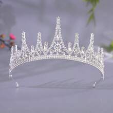 Vương miện cài tóc cao cấp nhiều lớp, sang trọng, hiện đại kiểu công chúa, thích hợp cho các buổi tiệc tùng và nghi lễ, đa năng, đính đá lấp lánh. - trắng - Xem 4