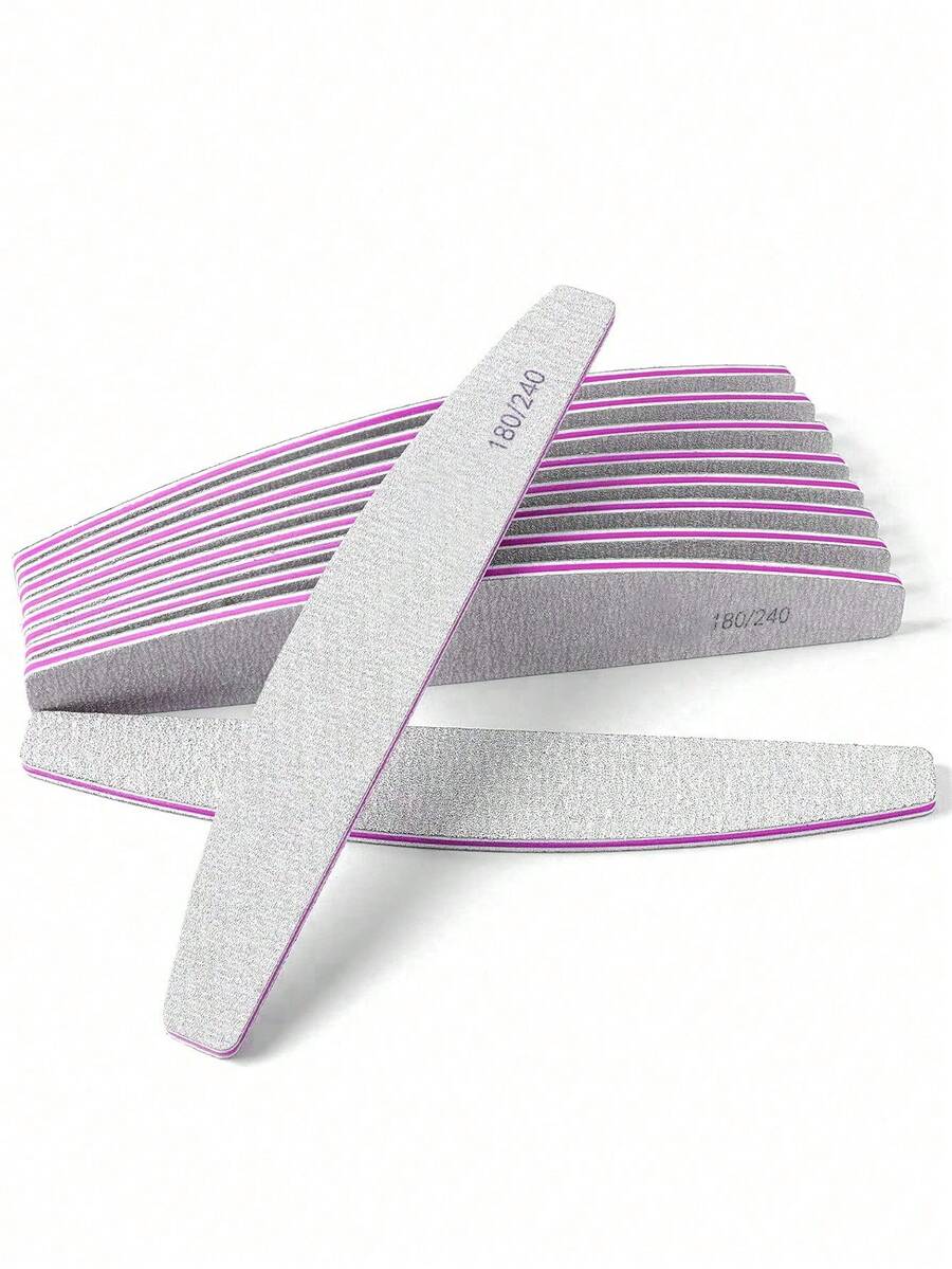 Dũa móng tay hình bán nguyệt chuyên nghiệp, độ nhám 180/240, dụng cụ làm móng, dụng cụ làm móng nghệ thuật, móng giả, dụng cụ làm móng (dùng cho móng vá) - Xám - Xem 1