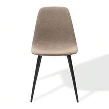 Minimalist Dining Chairs In Fabric & Metal - Dark Khaki, Set Of 2 - 棕色 - 查看 3