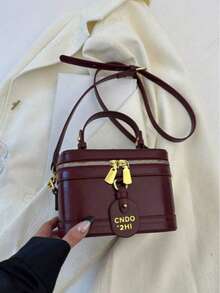 Box Style High-Quality Burgundy Color Designer Sweet French Style Chic Large Capacity Fashion Ladies Handbag, Fashionable Burgundy Bag , Burgundy Bag - Màu Đỏ Sâu - Xem 5