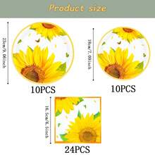 Sunflower Gold Rim Disposable Tableware Set, 7/9 Inch Party Plates, Disposable Paper Plates, Cups, Napkins, Suitable For Holidays, Weddings, Engagements, Birthdays, Parties, Celebrations - Multicolor - View 7