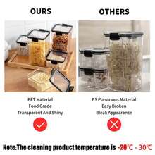 Black Sealed Canister With Lid, Suitable For Storing Flour, Sugar, Baking Supplies And Dry Goods, Dishwasher , Rectangular With Handle, Essential For Kitchen Storage And Food Organization | Sealed Container | Handle Closure, Must-Have Food Storage Container - Multicolor - View 9