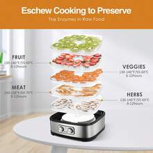 YASHE 304 Stainless Steel Food Dehydrator, Dehydrator For Food And Jerky, Fruits, Herbs, Veggies, Temperature Control Electric Food Dryer Machine, 5 Trays Dishwasher , 240W, Recipe Book Included - 5 BPA-free Trays - View 4