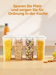 Boîtes de conservation hermétiques avec couvercles, lot de 4, 3,7 L, boîtes de rangement en plastique, saupoudreuses à céréales et contenants pour conserver céréales, cornflakes, spaghettis, etc. Organisateur de cuisine pour le réfrigérateur, rangement pour épices - Voir 2