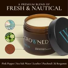 Crowned Skin King And Reign Body Butter Cologne Bundle | New Moisturizing Formula | Skin Care Set With Sandalwood, Leather, Fresh, & Nautical Scents | Natural Shea & Mango Butters | All-Day Fragrance - Nhiều màu - Xem 3