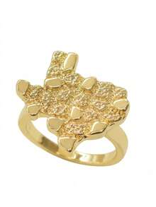 1枚14K镀金金锭戒指，时尚金锭戒指，适合女性佩戴，新款设计，可作为礼物赠送。 - 金色 - 查看 15